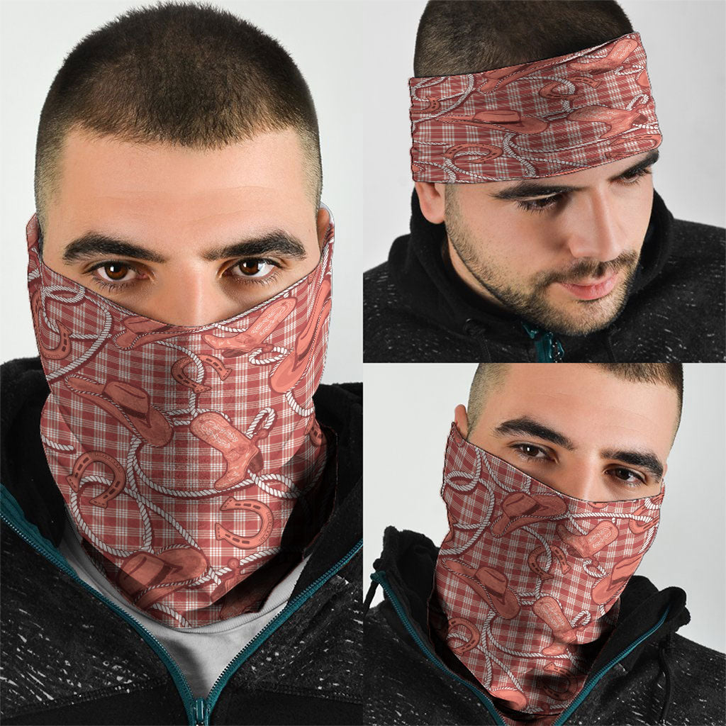 Red Hawaii Palaka Cowboy Neck Gaiter Hawaiian Paniolo Festival Spirit