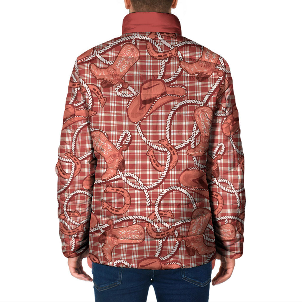 Red Hawaii Palaka Cowboy Padded Jacket Hawaiian Paniolo Festival Spirit