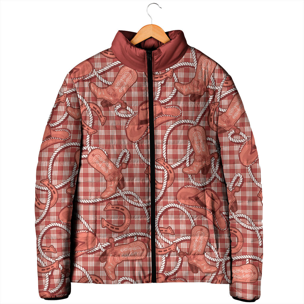 Red Hawaii Palaka Cowboy Padded Jacket Hawaiian Paniolo Festival Spirit