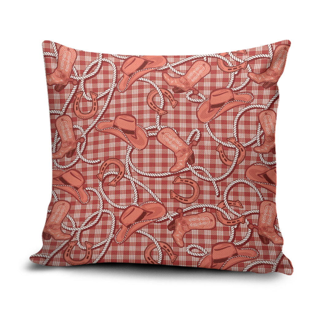 Red Hawaii Palaka Cowboy Pillow Cover Hawaiian Paniolo Festival Spirit