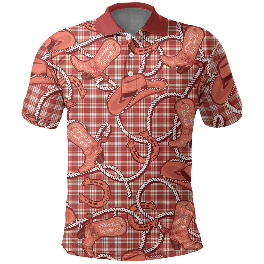 Red Hawaii Palaka Cowboy Polo Shirt Hawaiian Paniolo Festival Spirit