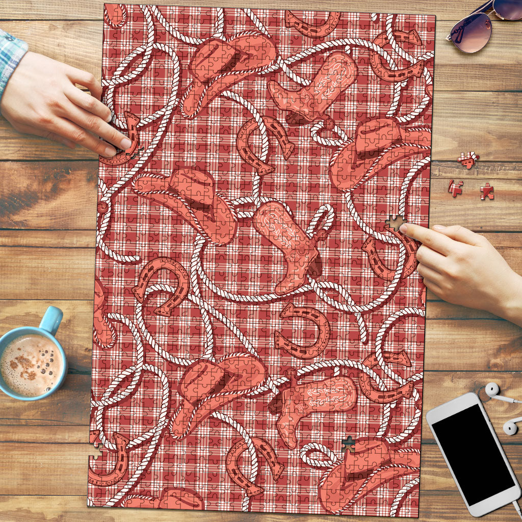 Red Hawaii Palaka Cowboy Puzzle Hawaiian Paniolo Festival Spirit