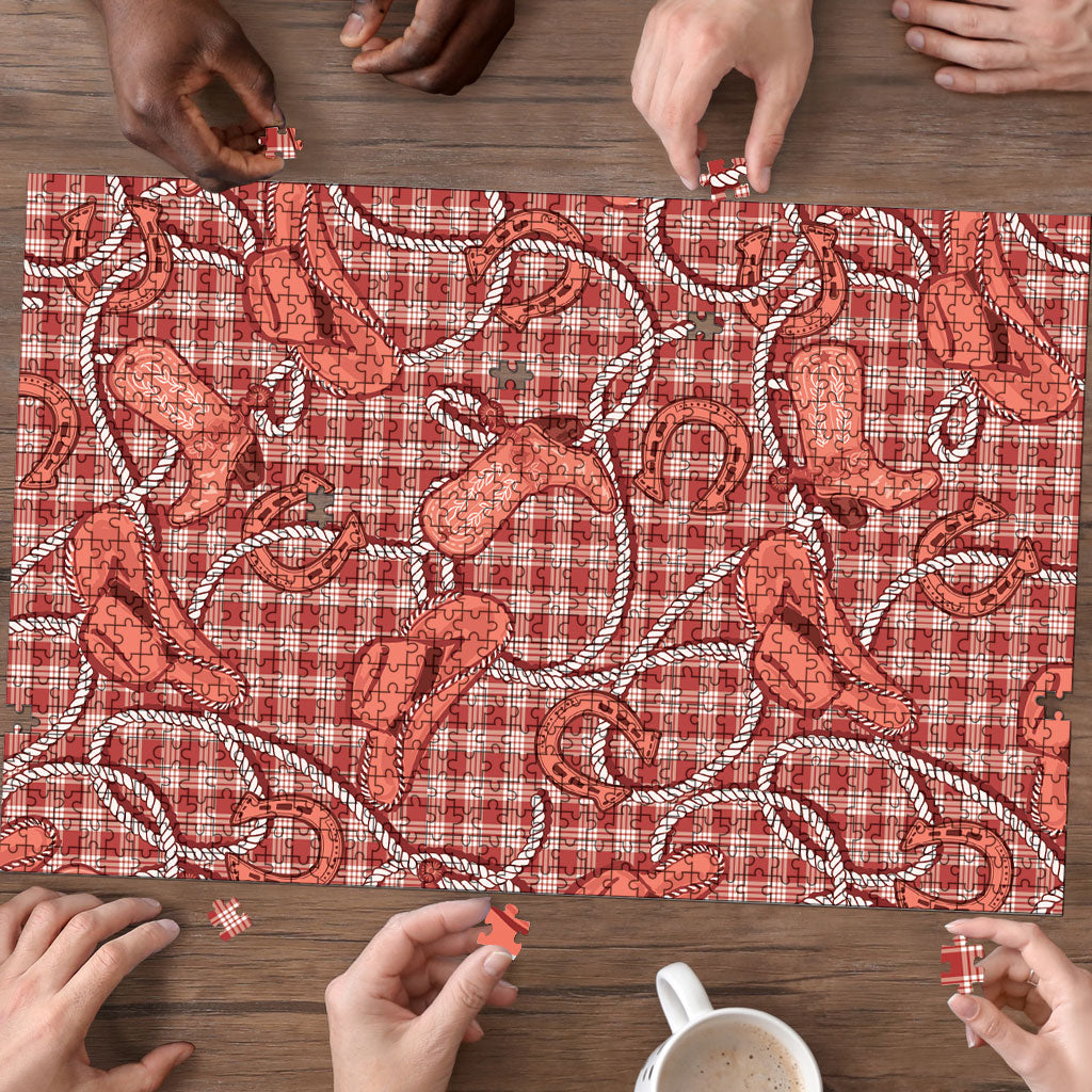 Red Hawaii Palaka Cowboy Puzzle Hawaiian Paniolo Festival Spirit