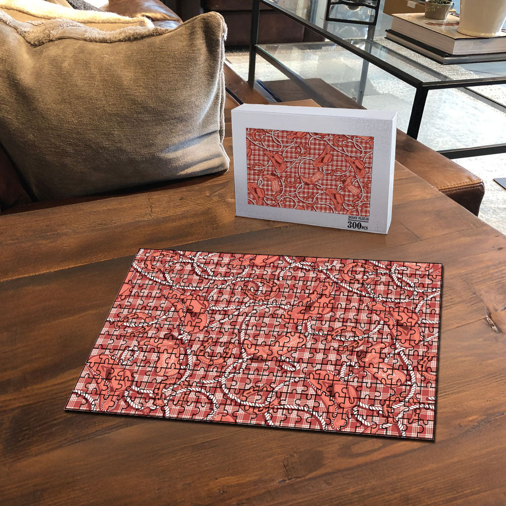 Red Hawaii Palaka Cowboy Puzzle Hawaiian Paniolo Festival Spirit