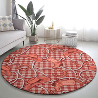 Red Hawaii Palaka Cowboy Round Carpet Hawaiian Paniolo Festival Spirit
