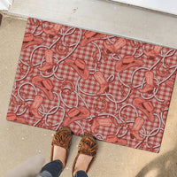 Red Hawaii Palaka Cowboy Rubber Doormat Hawaiian Paniolo Festival Spirit
