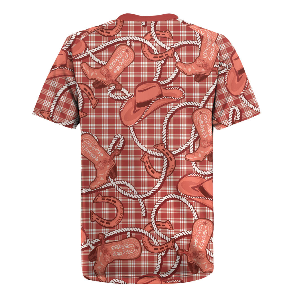 Red Hawaii Palaka Cowboy Rugby Jersey Hawaiian Paniolo Festival Spirit