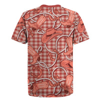 Red Hawaii Palaka Cowboy Rugby Jersey Hawaiian Paniolo Festival Spirit