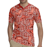 Red Hawaii Palaka Cowboy Rugby Jersey Hawaiian Paniolo Festival Spirit