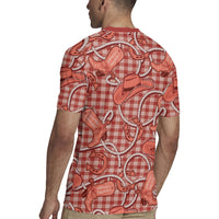 Red Hawaii Palaka Cowboy Rugby Jersey Hawaiian Paniolo Festival Spirit