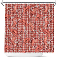 Red Hawaii Palaka Cowboy Shower Curtain Hawaiian Paniolo Festival Spirit