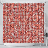 Red Hawaii Palaka Cowboy Shower Curtain Hawaiian Paniolo Festival Spirit