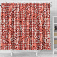 Red Hawaii Palaka Cowboy Shower Curtain Hawaiian Paniolo Festival Spirit