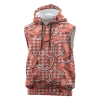 Red Hawaii Palaka Cowboy Sleeveless Hoodie Hawaiian Paniolo Festival Spirit