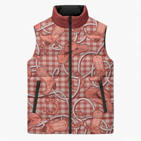 Red Hawaii Palaka Cowboy Sleeveless Puffer Jacket Hawaiian Paniolo Festival Spirit