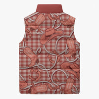 Red Hawaii Palaka Cowboy Sleeveless Puffer Jacket Hawaiian Paniolo Festival Spirit