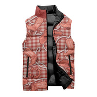 Red Hawaii Palaka Cowboy Sleeveless Puffer Jacket Hawaiian Paniolo Festival Spirit