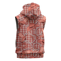 Red Hawaii Palaka Cowboy Sleeveless Zip Hoodie Hawaiian Paniolo Festival Spirit