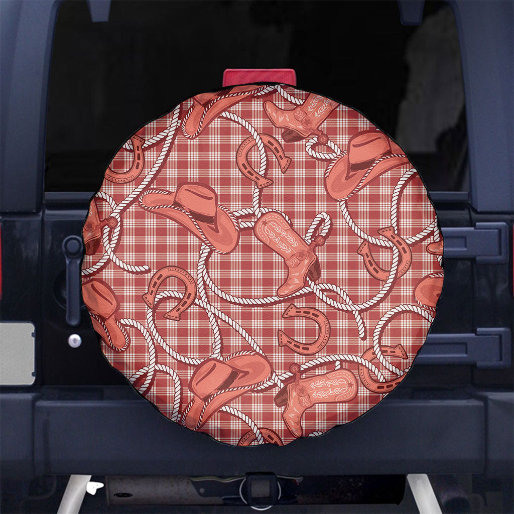 Red Hawaii Palaka Cowboy Spare Tire Cover Hawaiian Paniolo Festival Spirit LT19 No hole Red - Polynesian Pride