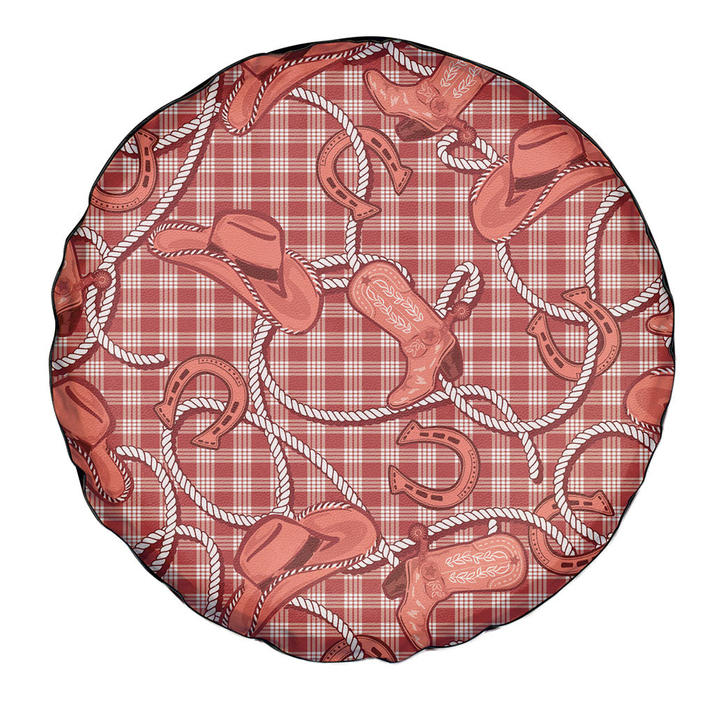 Red Hawaii Palaka Cowboy Spare Tire Cover Hawaiian Paniolo Festival Spirit
