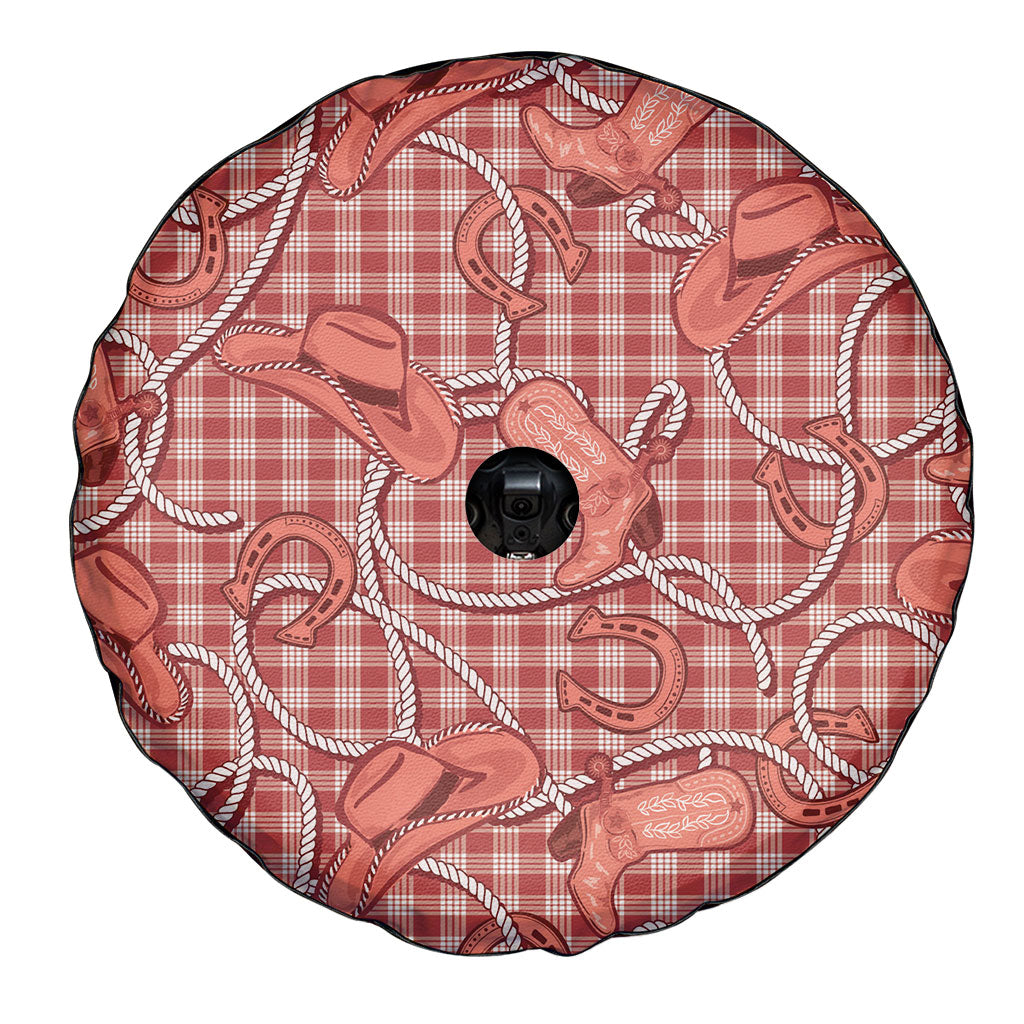 Red Hawaii Palaka Cowboy Spare Tire Cover Hawaiian Paniolo Festival Spirit