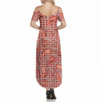 Red Hawaii Palaka Cowboy Summer Maxi Dress Hawaiian Paniolo Festival Spirit