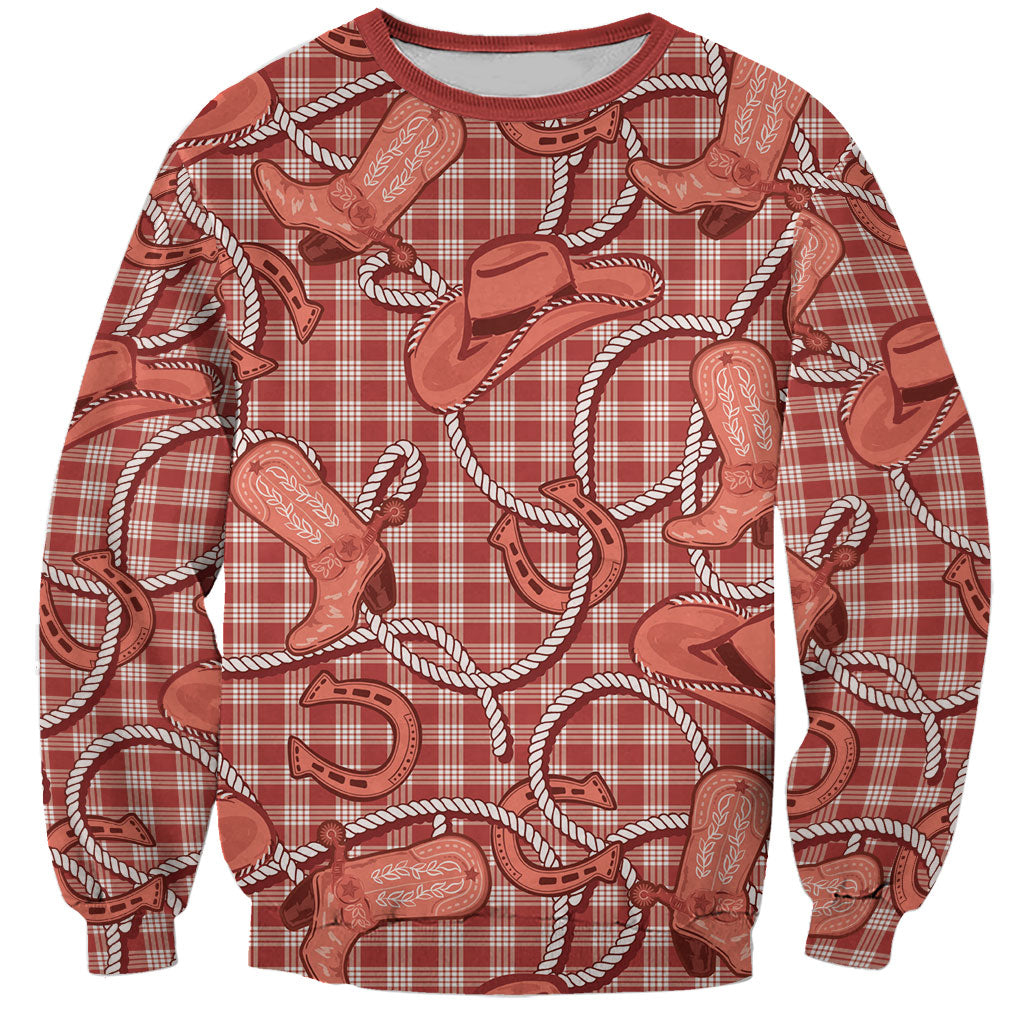 Red Hawaii Palaka Cowboy Sweatshirt Hawaiian Paniolo Festival Spirit