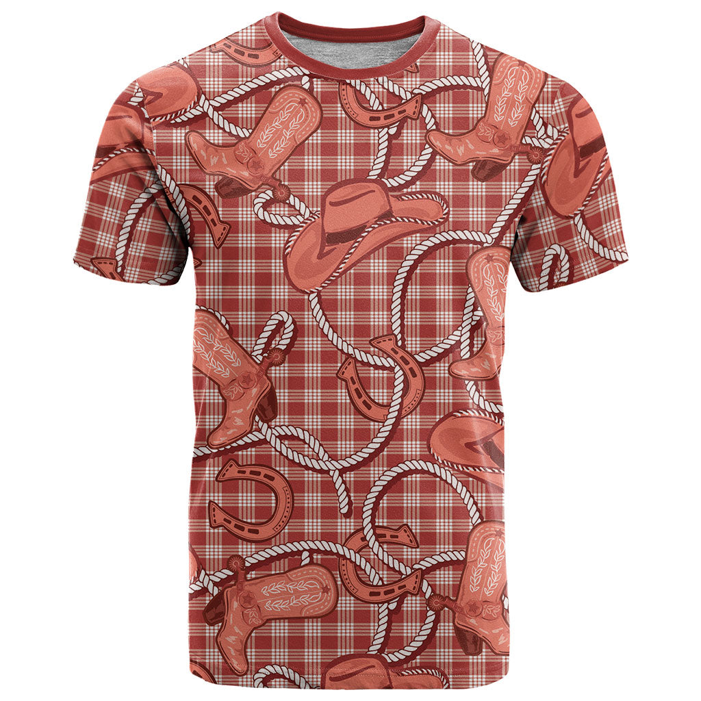 Red Hawaii Palaka Cowboy T Shirt Hawaiian Paniolo Festival Spirit