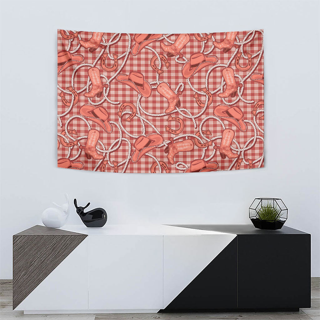 Red Hawaii Palaka Cowboy Tapestry Hawaiian Paniolo Festival Spirit