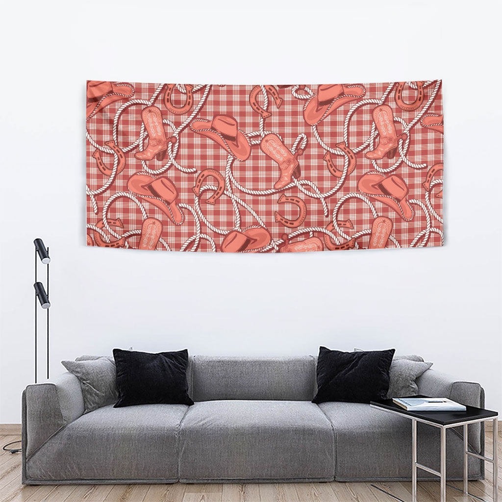 Red Hawaii Palaka Cowboy Tapestry Hawaiian Paniolo Festival Spirit