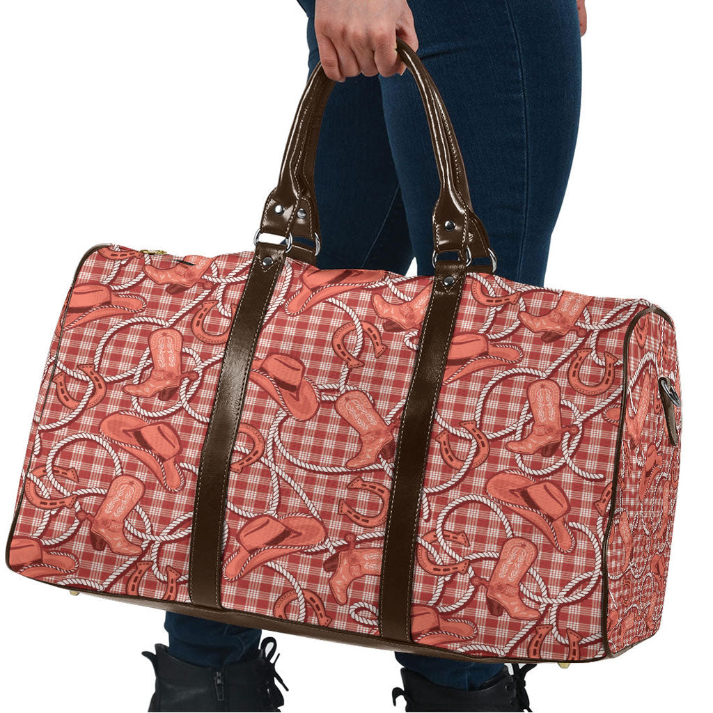 Red Hawaii Palaka Cowboy Travel Bag Hawaiian Paniolo Festival Spirit