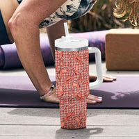 Red Hawaii Palaka Cowboy Tumbler With Handle Hawaiian Paniolo Festival Spirit