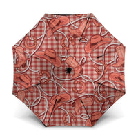 Red Hawaii Palaka Cowboy Umbrella Hawaiian Paniolo Festival Spirit