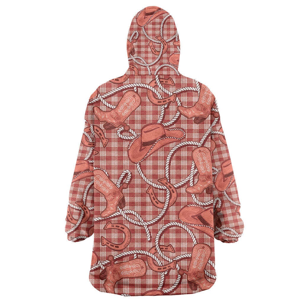 Red Hawaii Palaka Cowboy Wearable Blanket Hoodie Hawaiian Paniolo Festival Spirit