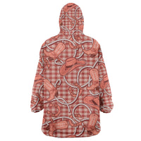 Red Hawaii Palaka Cowboy Wearable Blanket Hoodie Hawaiian Paniolo Festival Spirit