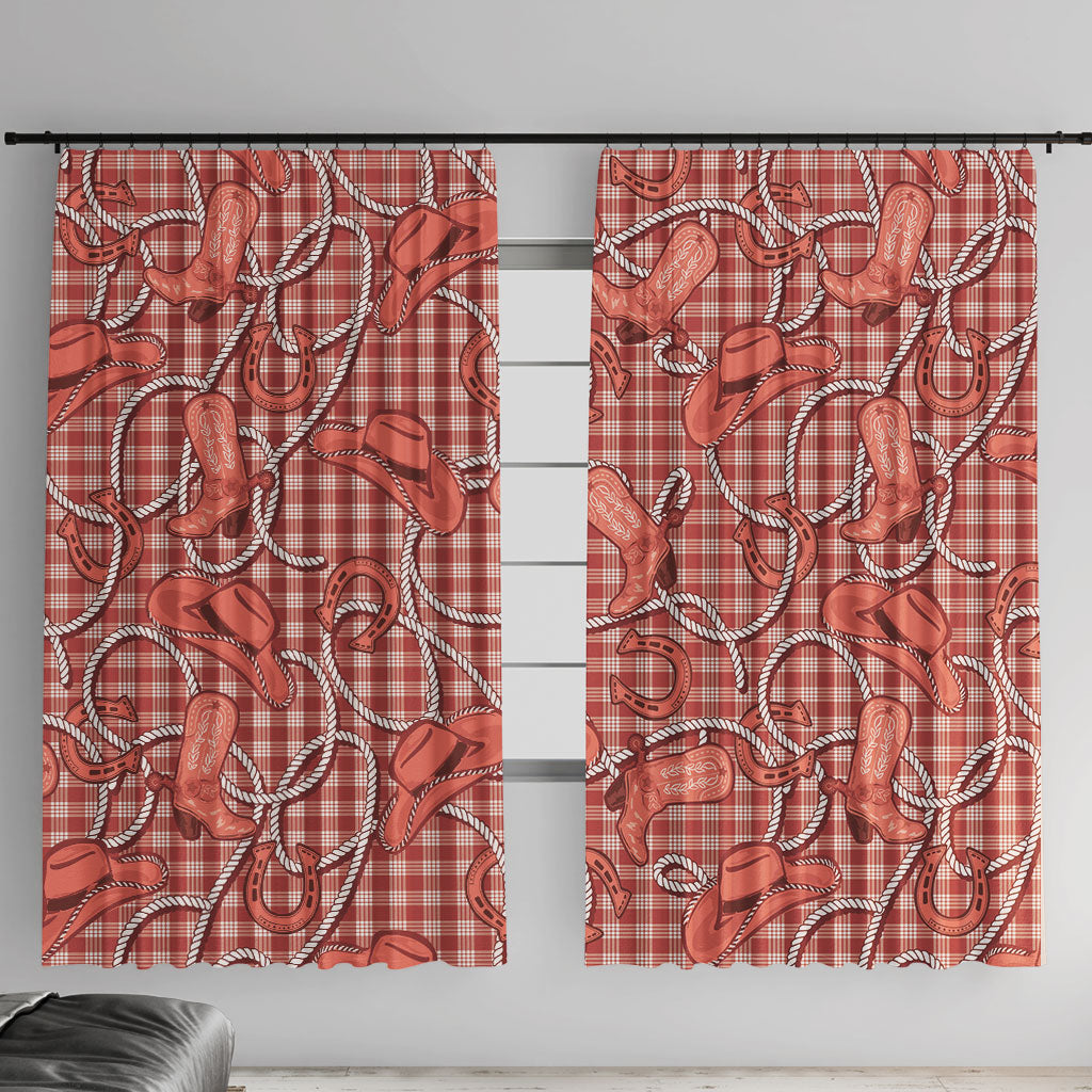Red Hawaii Palaka Cowboy Window Curtain Hawaiian Paniolo Festival Spirit