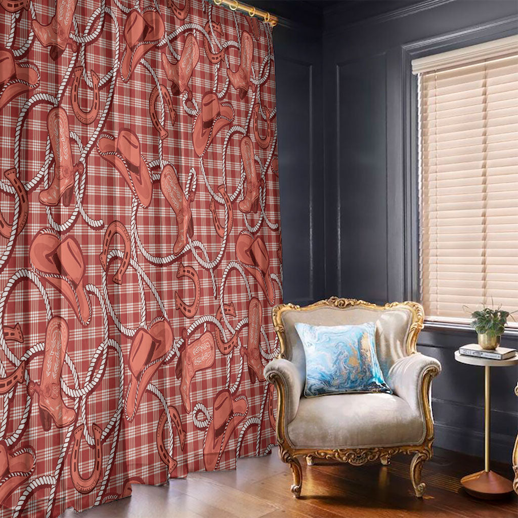 Red Hawaii Palaka Cowboy Window Curtain Hawaiian Paniolo Festival Spirit