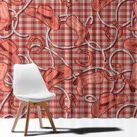 Red Hawaii Palaka Cowboy Window Curtain Hawaiian Paniolo Festival Spirit