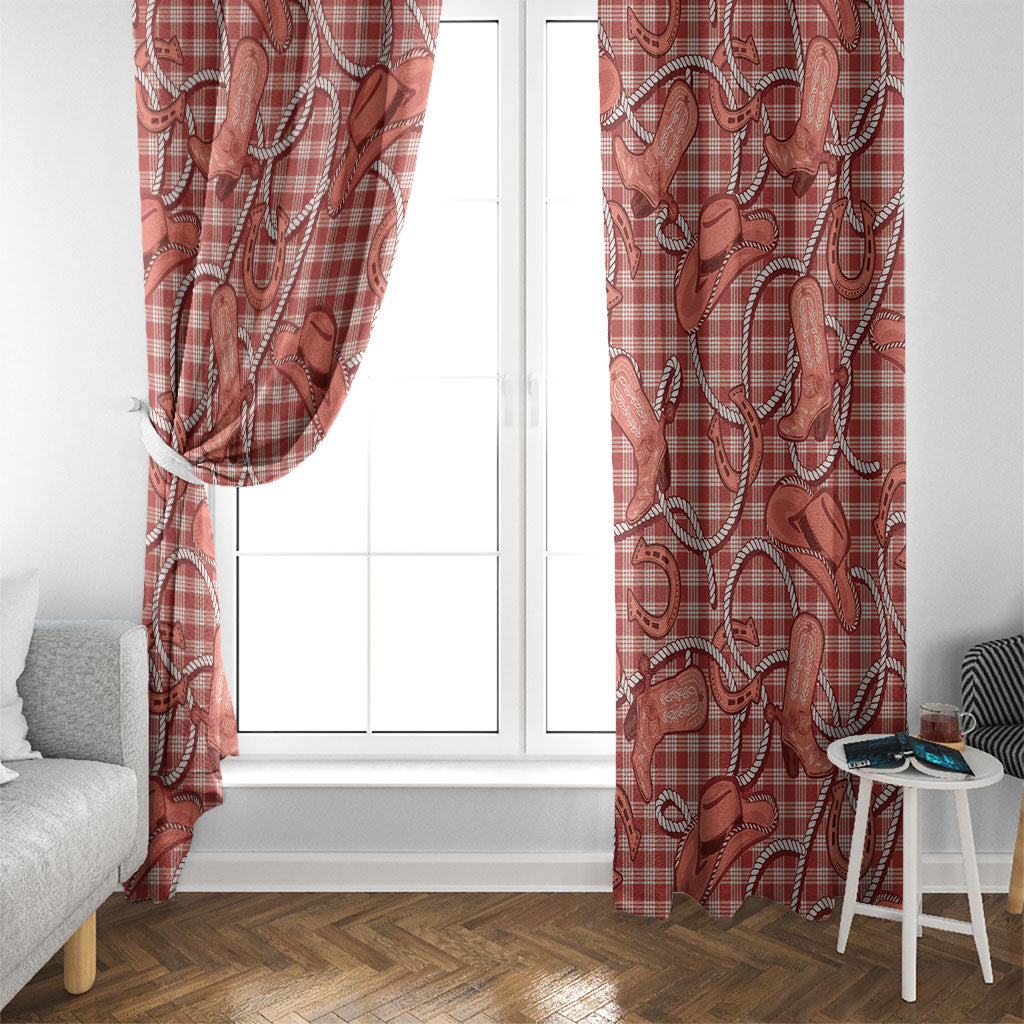 Red Hawaii Palaka Cowboy Window Curtain Hawaiian Paniolo Festival Spirit