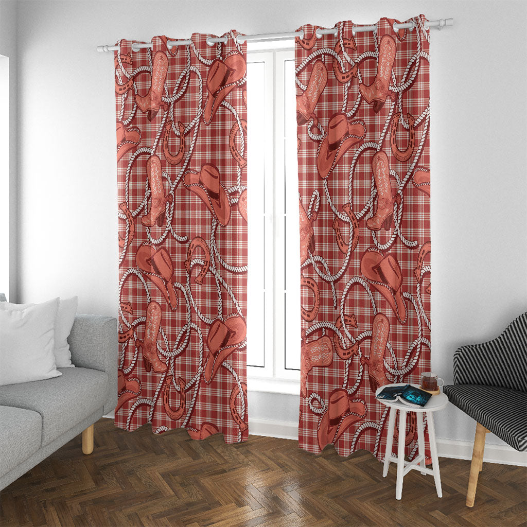 Red Hawaii Palaka Cowboy Window Curtain Hawaiian Paniolo Festival Spirit