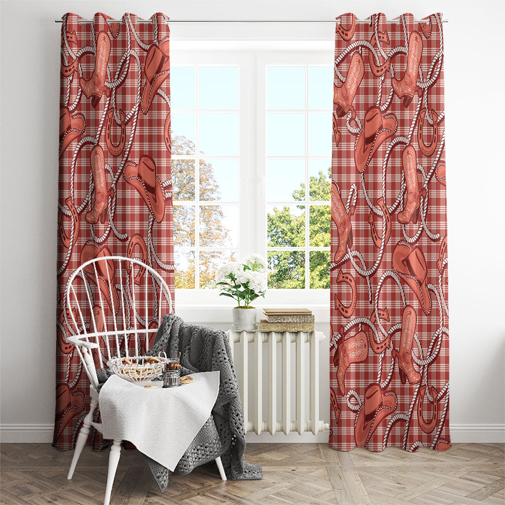 Red Hawaii Palaka Cowboy Window Curtain Hawaiian Paniolo Festival Spirit
