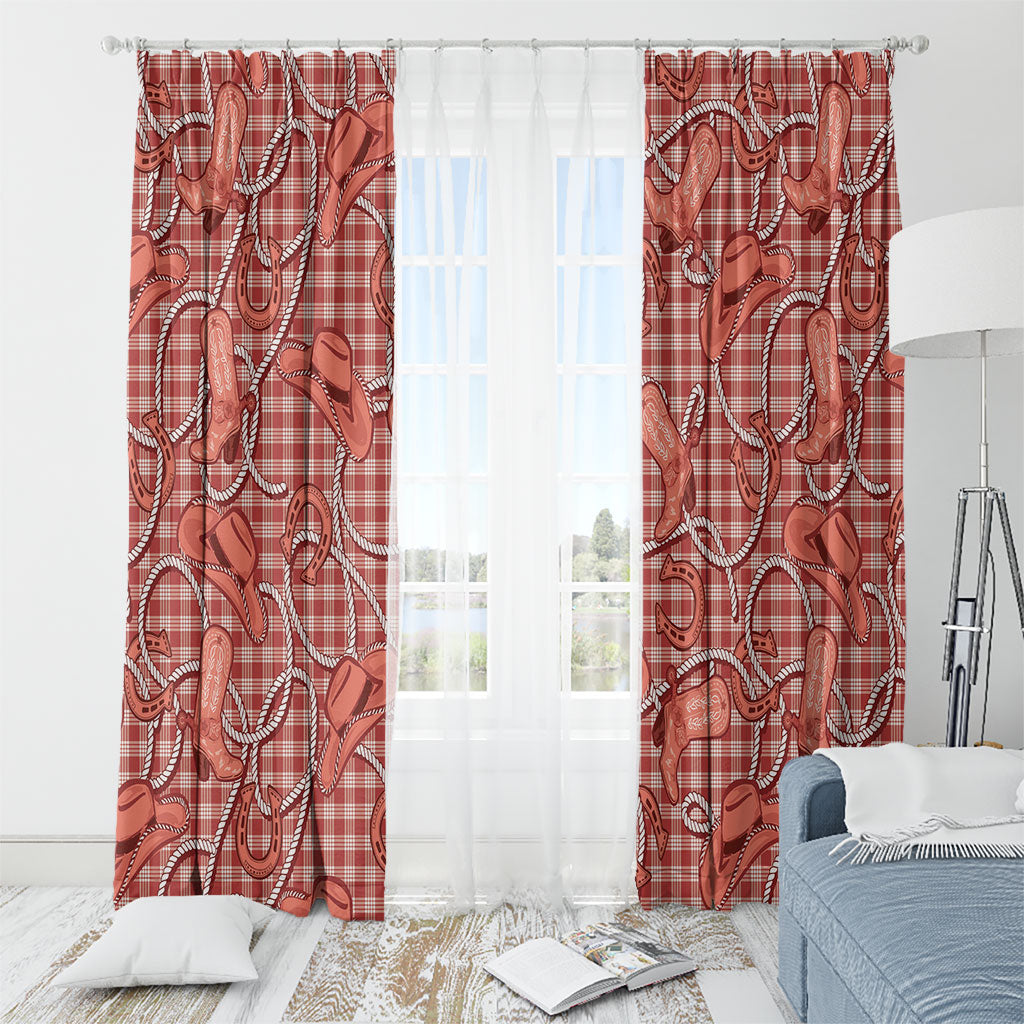 Red Hawaii Palaka Cowboy Window Curtain Hawaiian Paniolo Festival Spirit