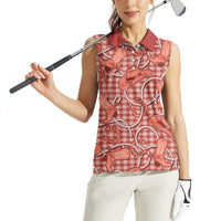 Red Hawaii Palaka Cowboy Women Sleeveless Polo Shirt Hawaiian Paniolo Festival Spirit