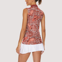 Red Hawaii Palaka Cowboy Women Sleeveless Polo Shirt Hawaiian Paniolo Festival Spirit