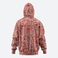 Red Hawaii Palaka Cowboy Zip Hoodie Hawaiian Paniolo Festival Spirit