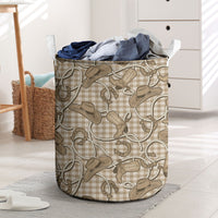 Beige Hawaii Palaka Cowboy Laundry Basket Hawaiian Paniolo Festival Spirit