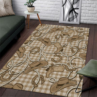 Beige Hawaii Palaka Cowboy Area Rug Hawaiian Paniolo Festival Spirit
