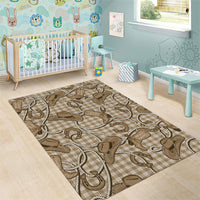 Beige Hawaii Palaka Cowboy Area Rug Hawaiian Paniolo Festival Spirit