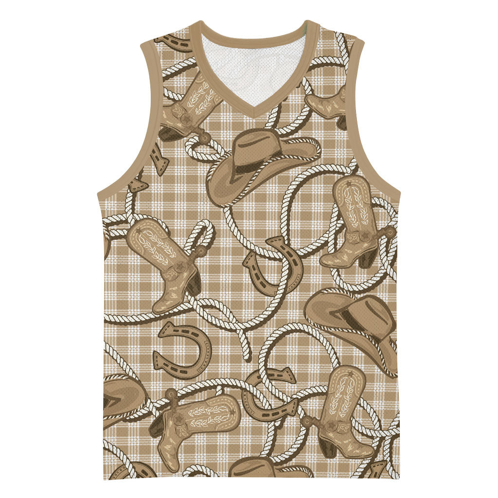 Beige Hawaii Palaka Cowboy Basketball Jersey Hawaiian Paniolo Festival Spirit