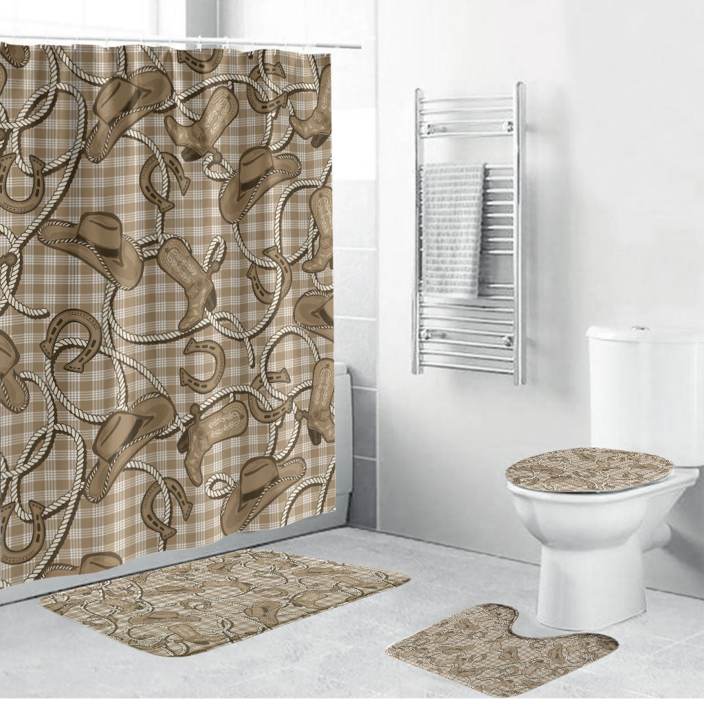 Beige Hawaii Palaka Cowboy Bathroom Set Hawaiian Paniolo Festival Spirit
